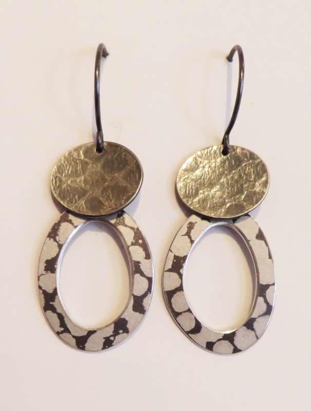 Textured Silver and White Spotty Hoop Earrings